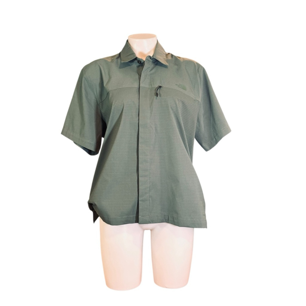 Women's The North Face lightrace Green Short Sleeve Button Down Shirt XXL